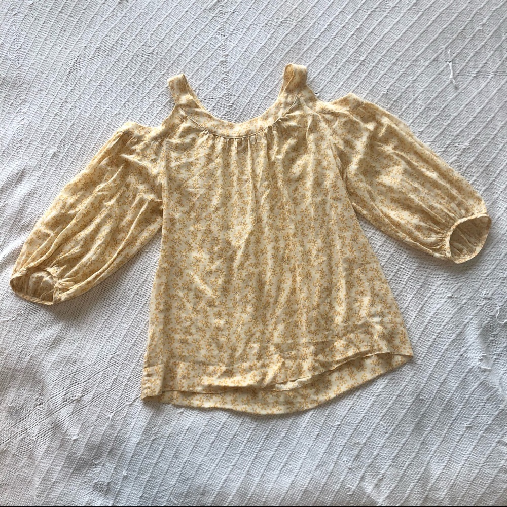 Yellow Floral Cold Shoulder Blouse